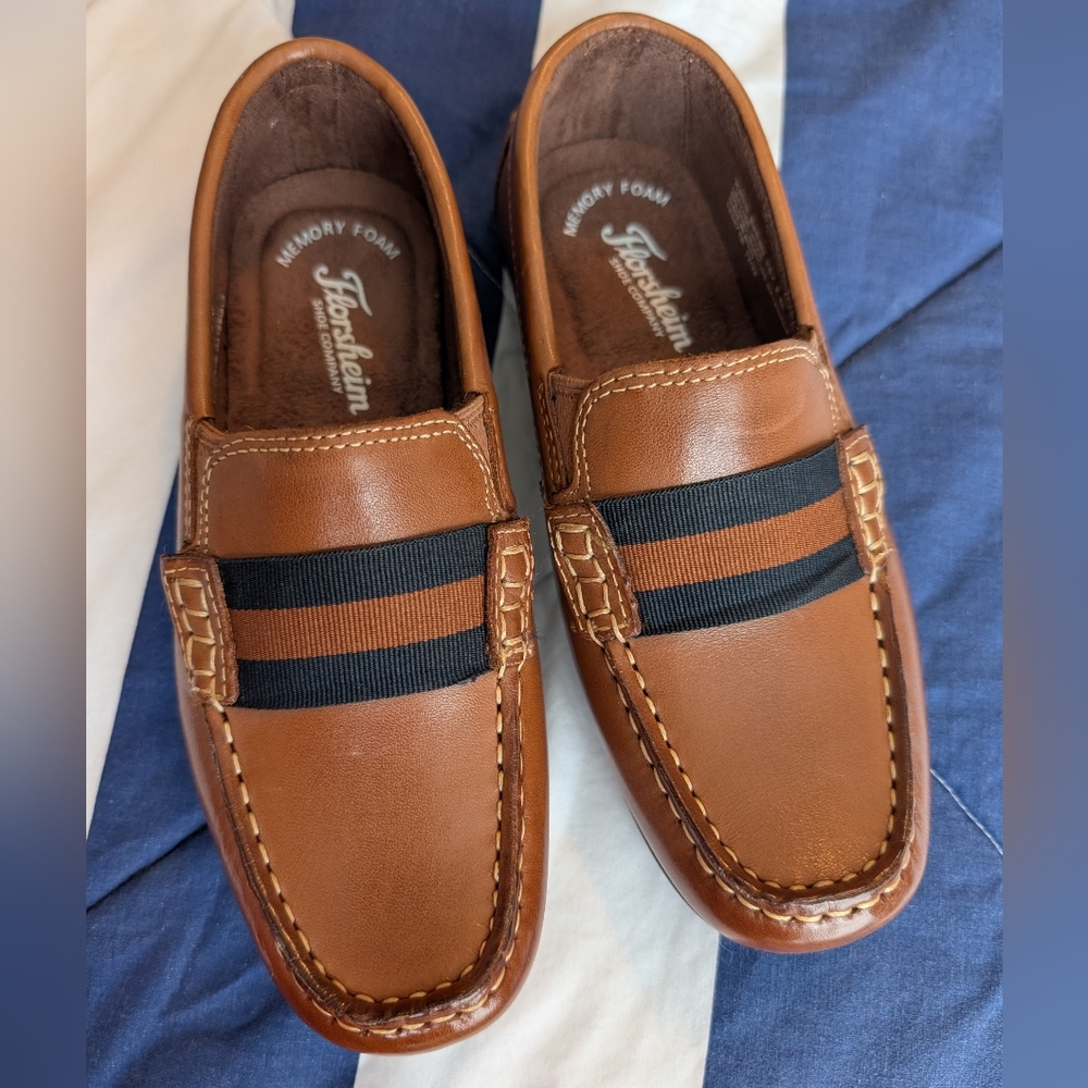 Boys Florsheim Leather Loafers Size 2, Saddle Tan Jasper Jr